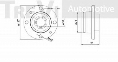 TREVI AUTOMOTIVE wb1634 -  Комплект подшипника ступицы колеса